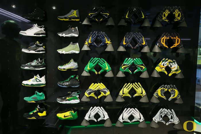 Nike Oregon sneakers on display