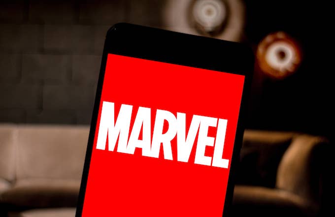 In this photo illustration a Marvel seen displayed on a smartphone.