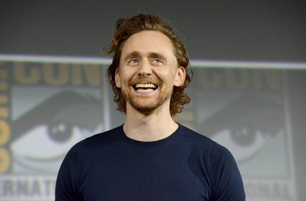 Tom Hiddleston speaks at the Marvel Studios Panel during 2019 Comic Con