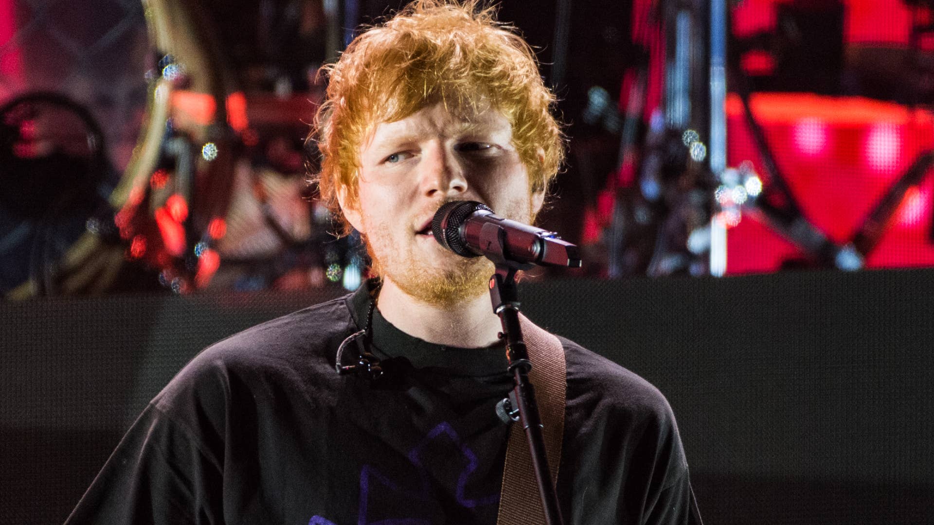 Ed Sheeran is seen performing live
