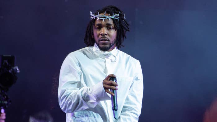 Kendrick Lamar performs at Glastonbury Festival.