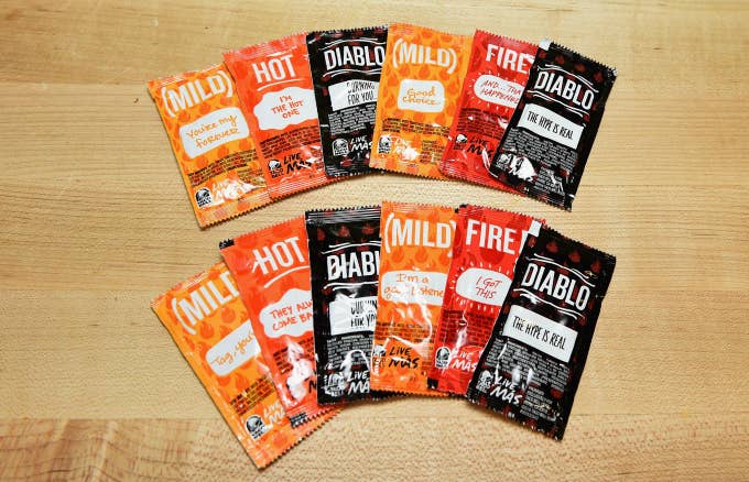 Taco Bell&#x27;s iconic sauce packets