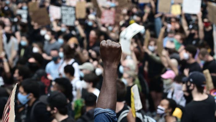 Protesters demonstrate on June 2, 2020, during a &quot;Black Lives Matter&quot;