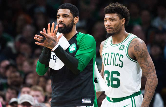 Kyrie Irving and Marcus Smart