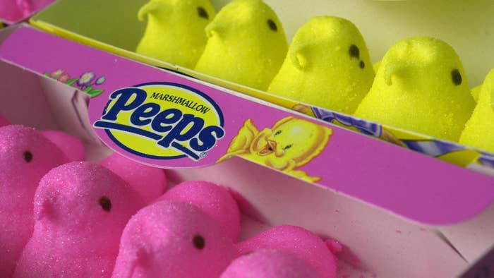 Pink and yellow Marshmallow Peeps are seen April 18, 2003.