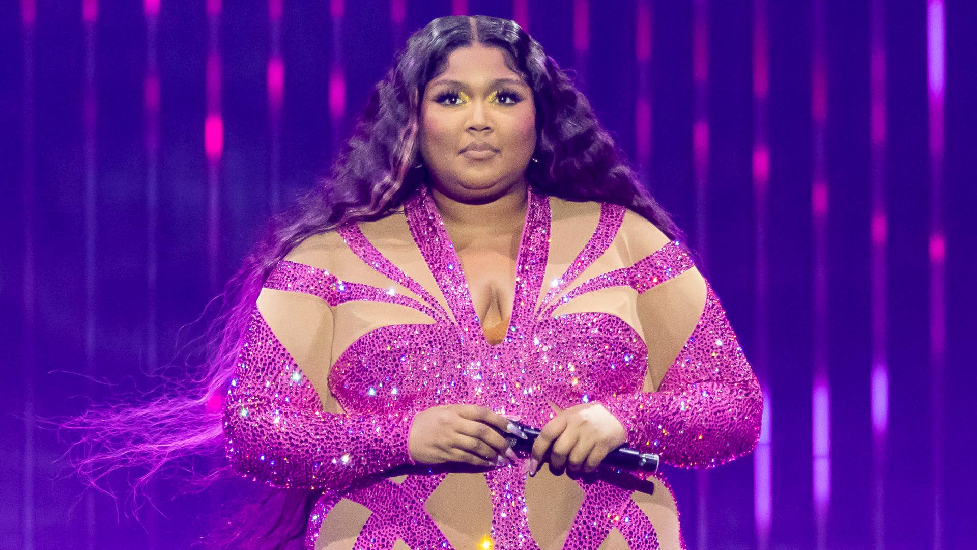 Lizzo is seen performing live for fans
