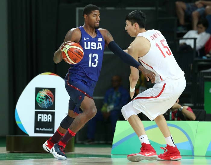 Paul George&#x27;s sneakers at the 2016 Rio Olympics