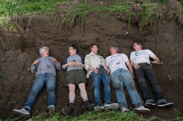 The cast of Kids in the Hall in a grave
