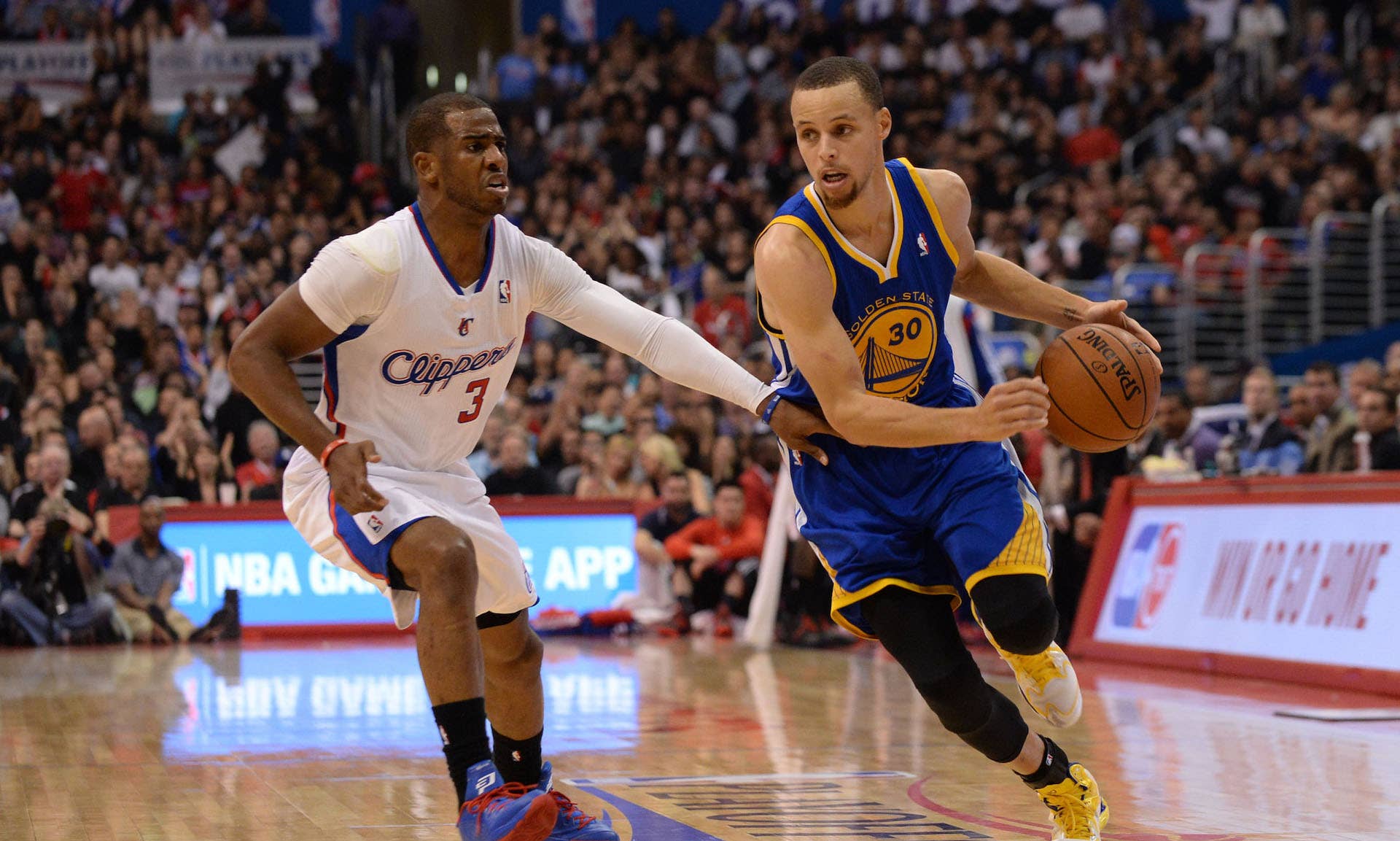 Stephen Curry and Chris Paul during the 2014 NBA Playoffs