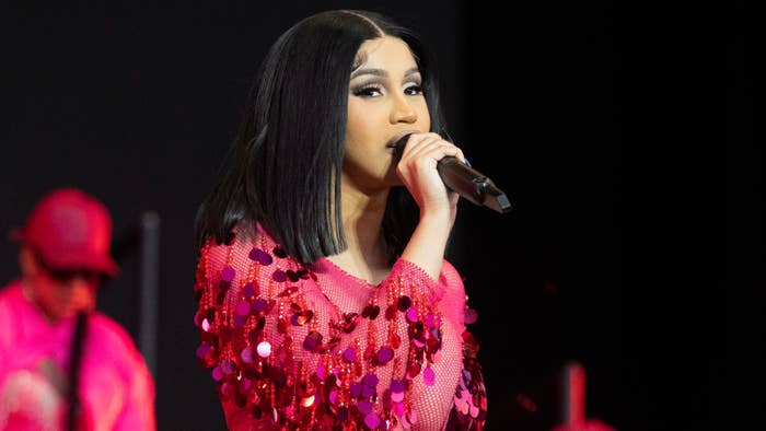 Cardi B is seen performing for fans at a festival