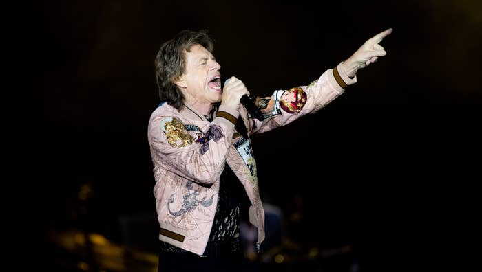 Mick Jagger on stage performing in 2021