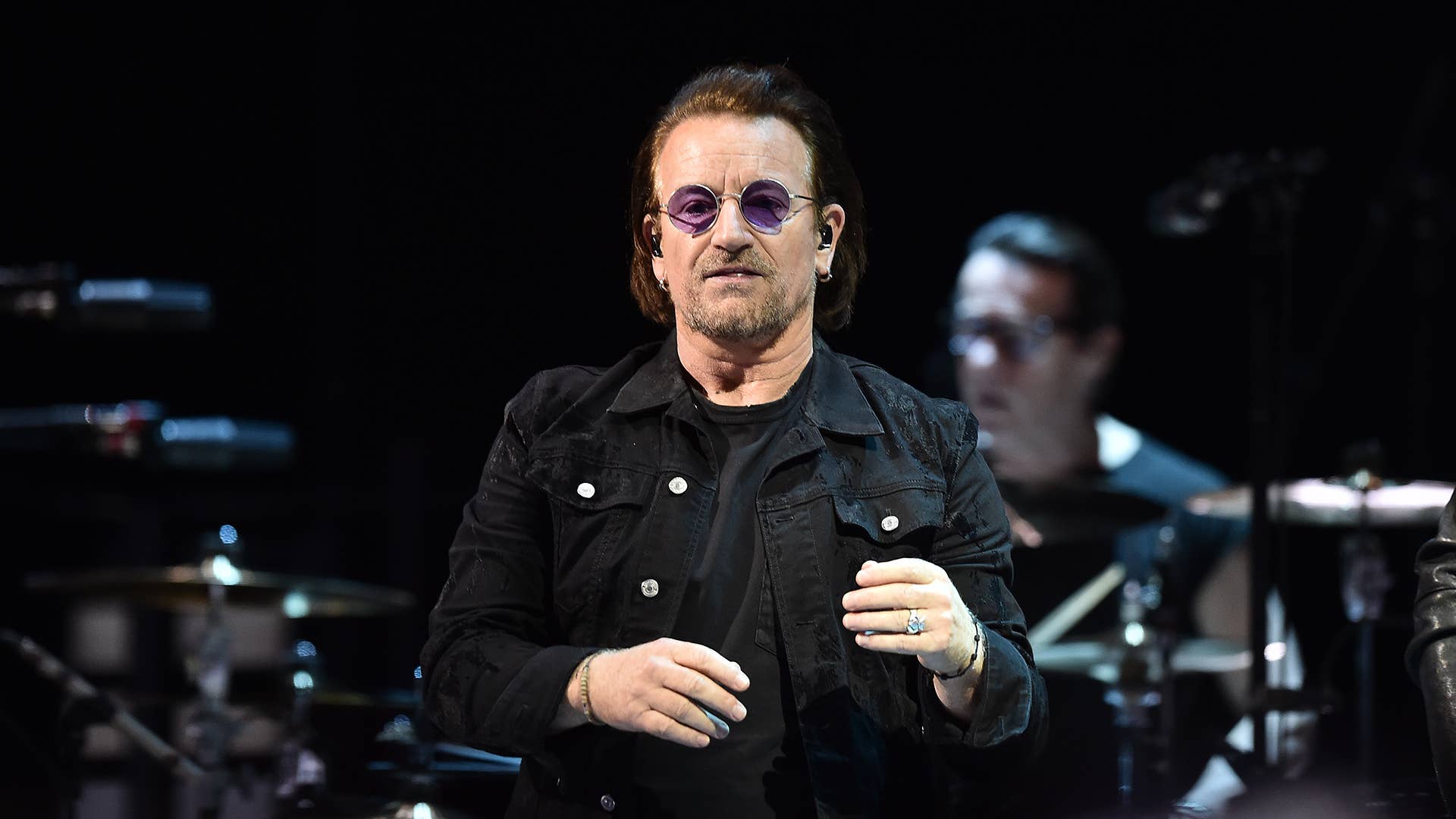 Bono, lead singer with U2 performs during the Experience and Innocence tour