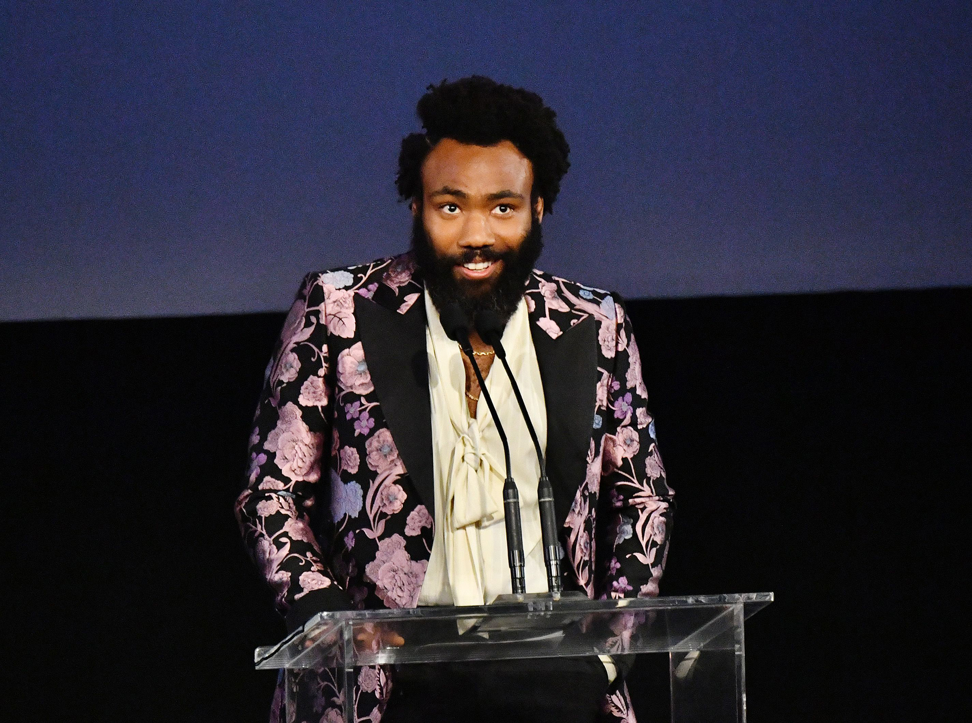 Donald Glover speaks onstage during the 2019 LACMA Art + Film Gala