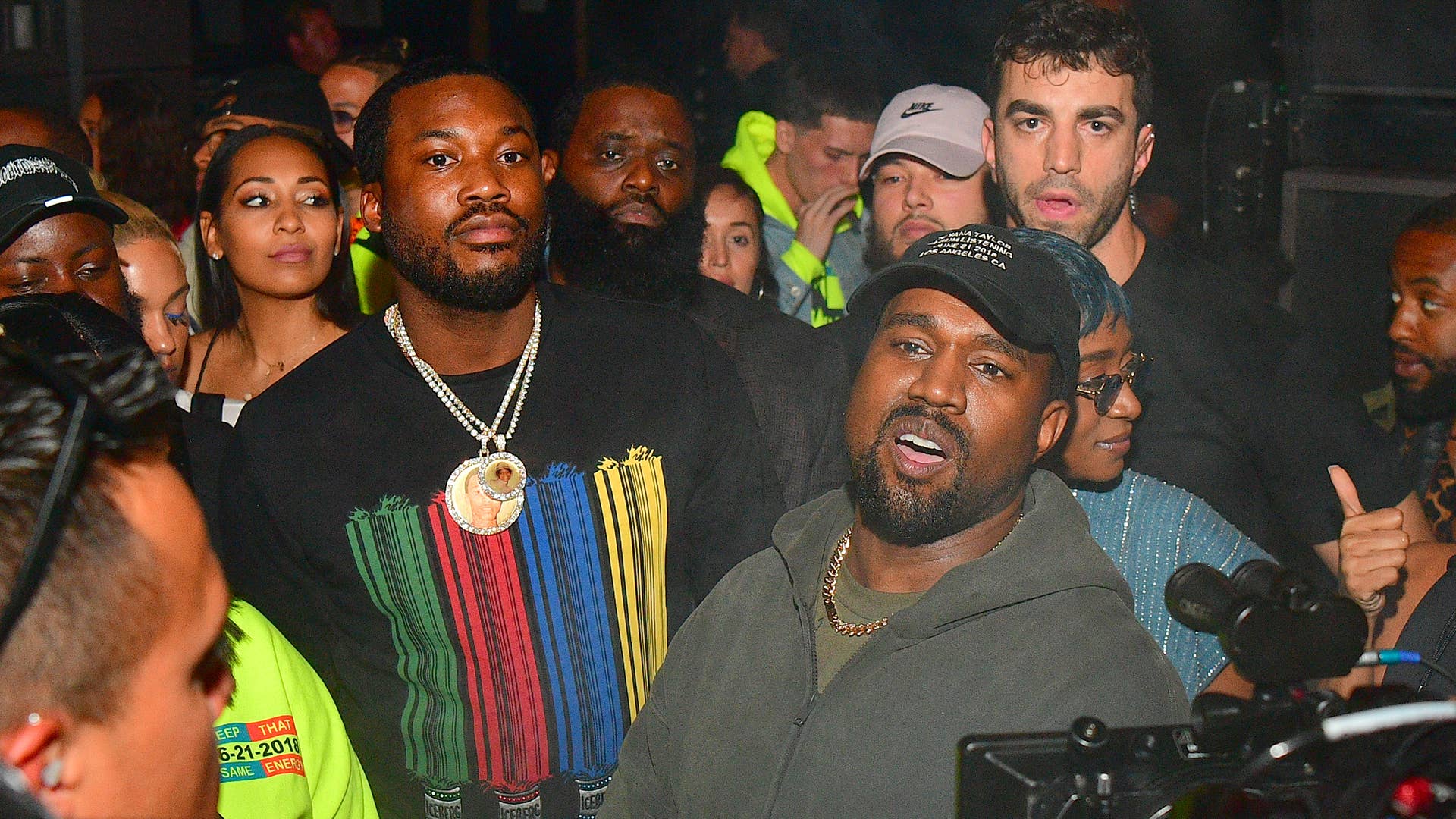 Meek Mill and Kanye West attend Teyana Taylor album Release Party at Universal Studios Hollywood
