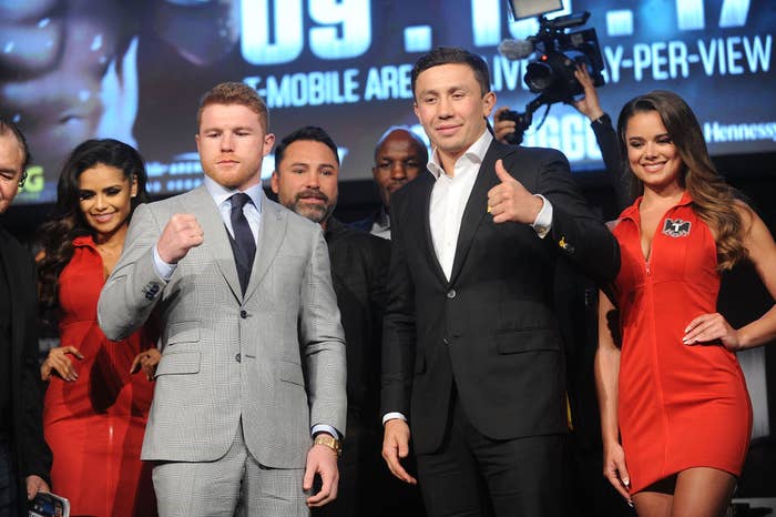 Canelo GGG NYC Press Conference 2017 Getty