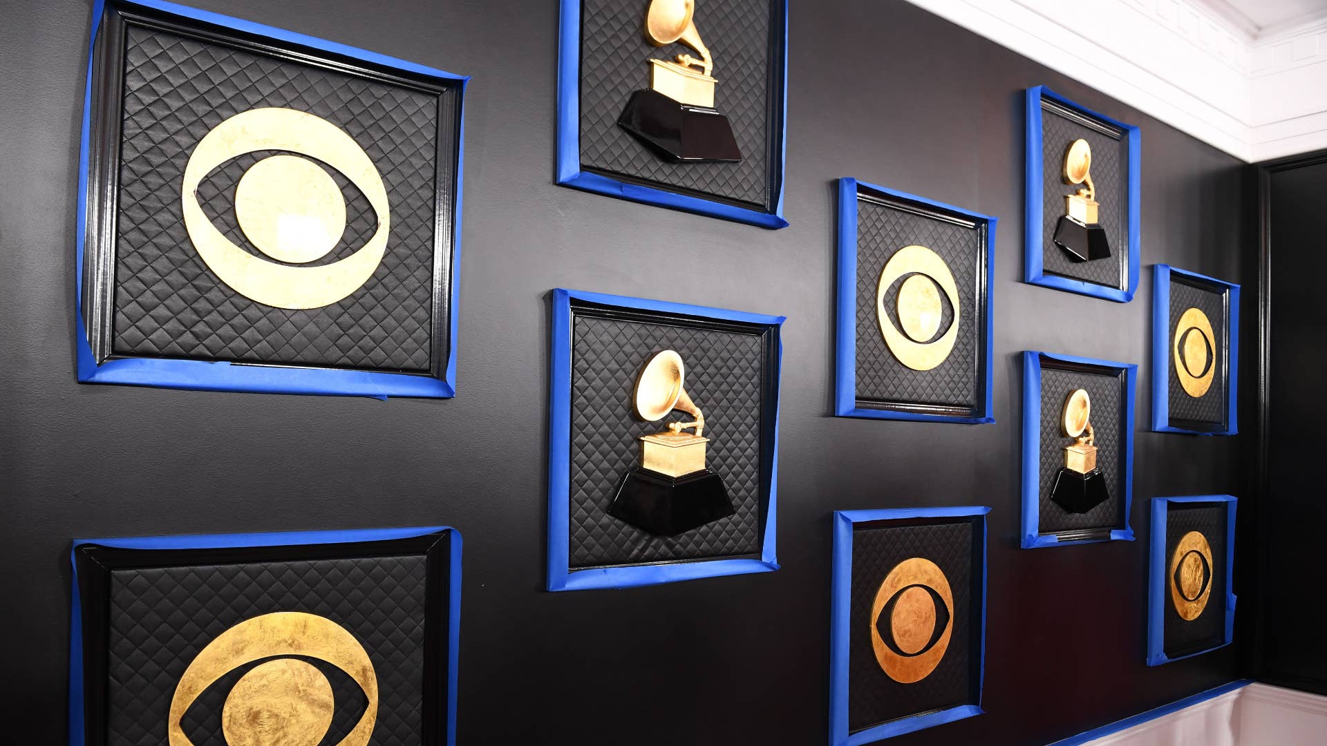 Grammys logos are seen on the red carpet