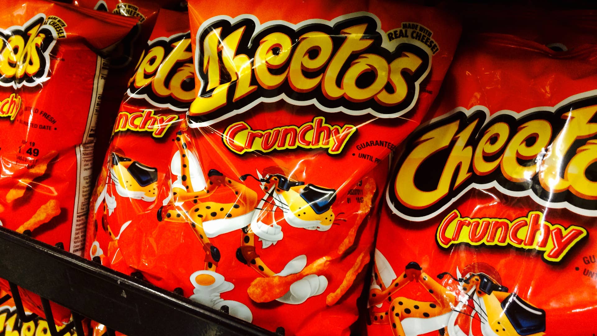 Bags of Cheetos snack chips are pictured