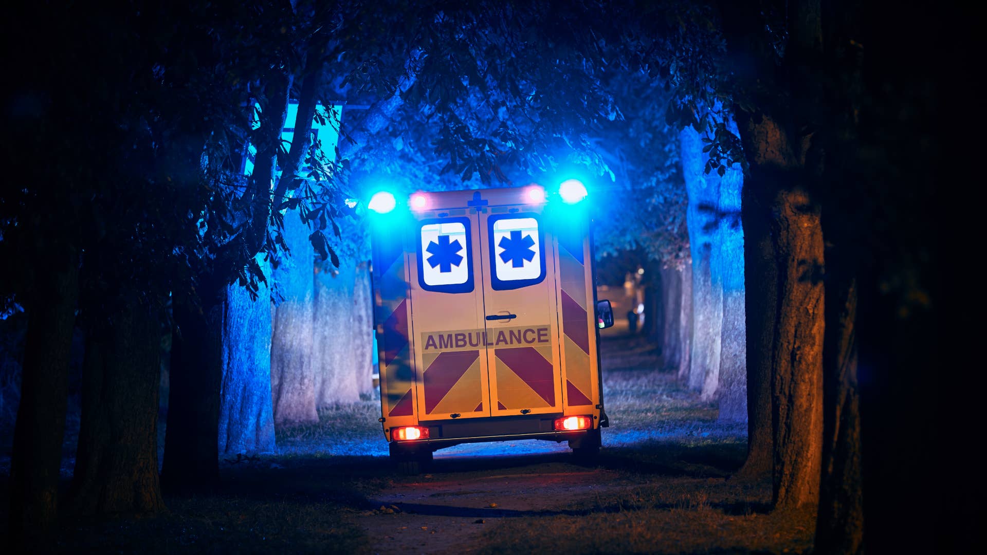 Ambulance is pictured at night