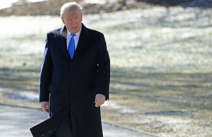 President Donald Trump walking from the Oval Office