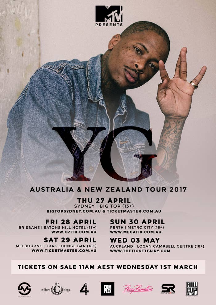 YG Australia &amp; New Zealand tour dates 2017