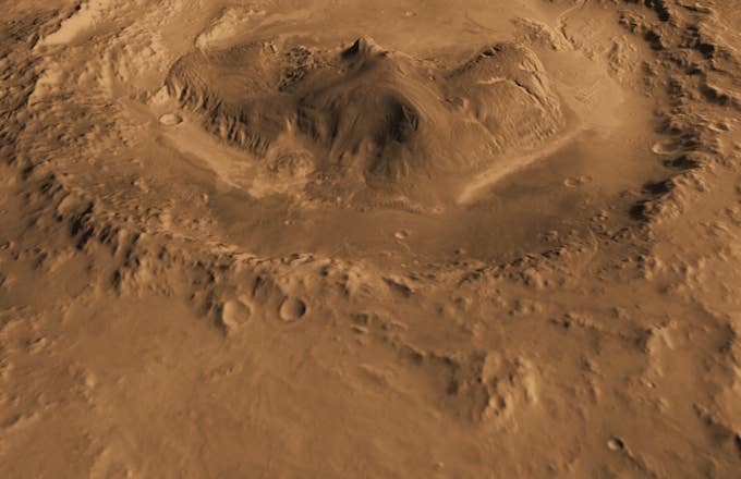 A computer generated view of Mars&#x27; Gale crater.
