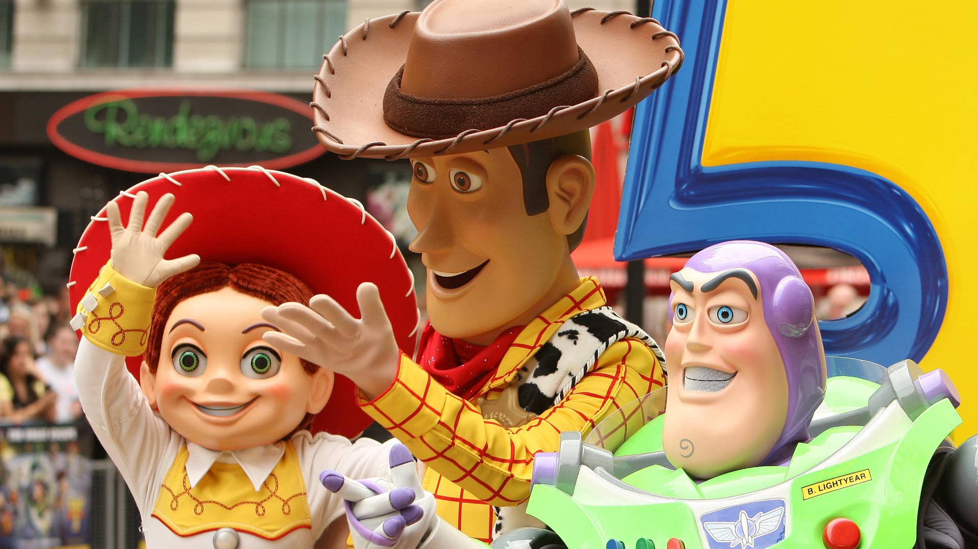 Jessie, Woody and Buzz Lightyear at the UK premiere of Toy Story 3.