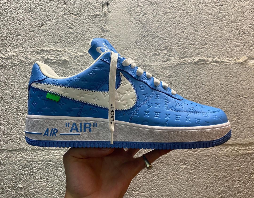 New Nike x Louis Vuitton Air Force 1 Sneakers by V. Abloh in White and Blue