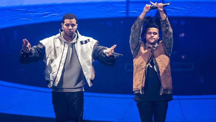 Drake and The Weeknd performing together