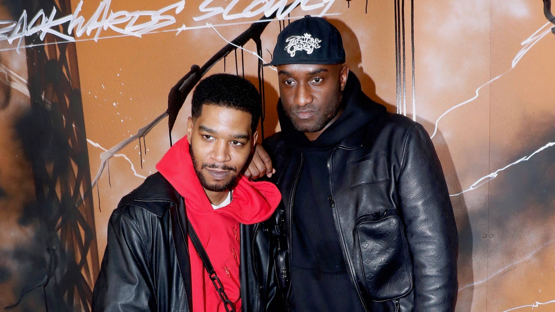 Kid Cudi and Virgil Abloh pose after the Louis Vuitton show