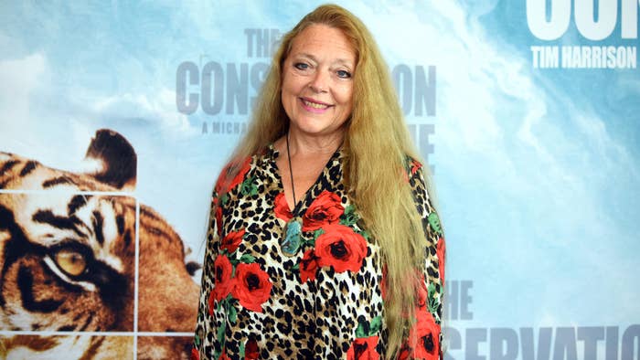 &#x27;Tiger King&#x27; subject Carole Baskin poses on a red carpet.