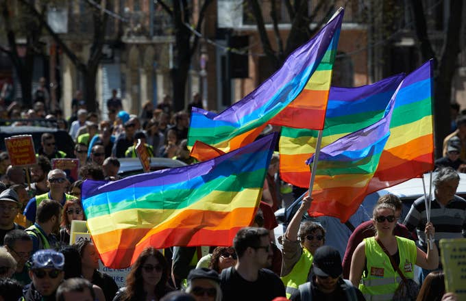 lgbtq flag protest