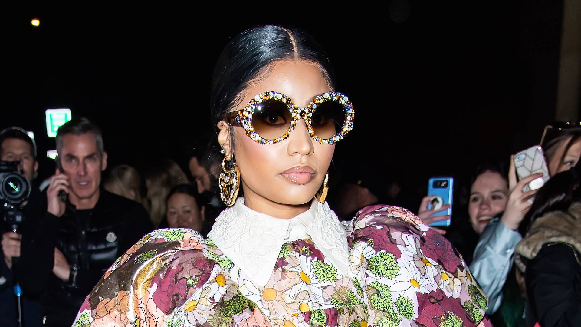 Rapper Nicki Minaj is seen leaving the Marc Jacobs Fall 2020