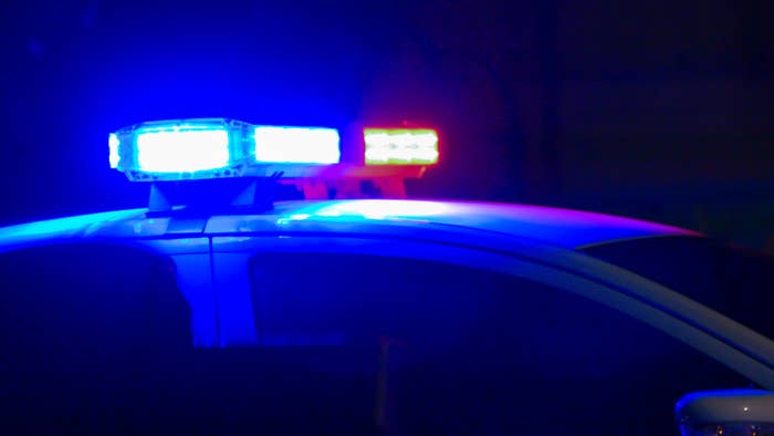 Lights are shown on top of a cop car