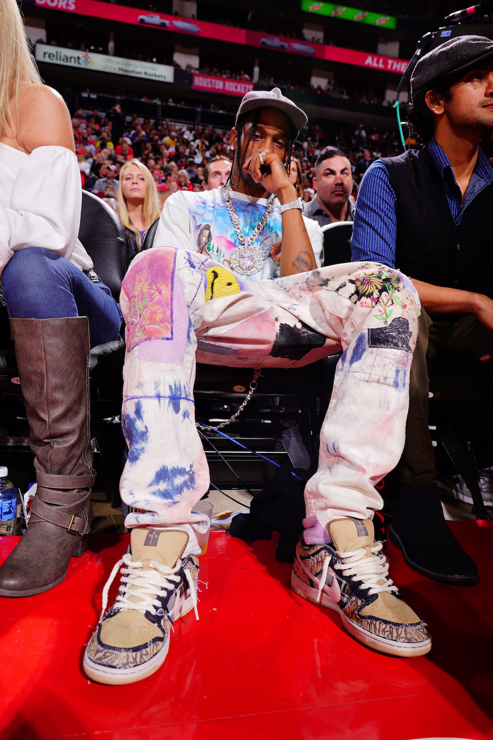 Travis Scott Wearing Kapital at a NBA Game