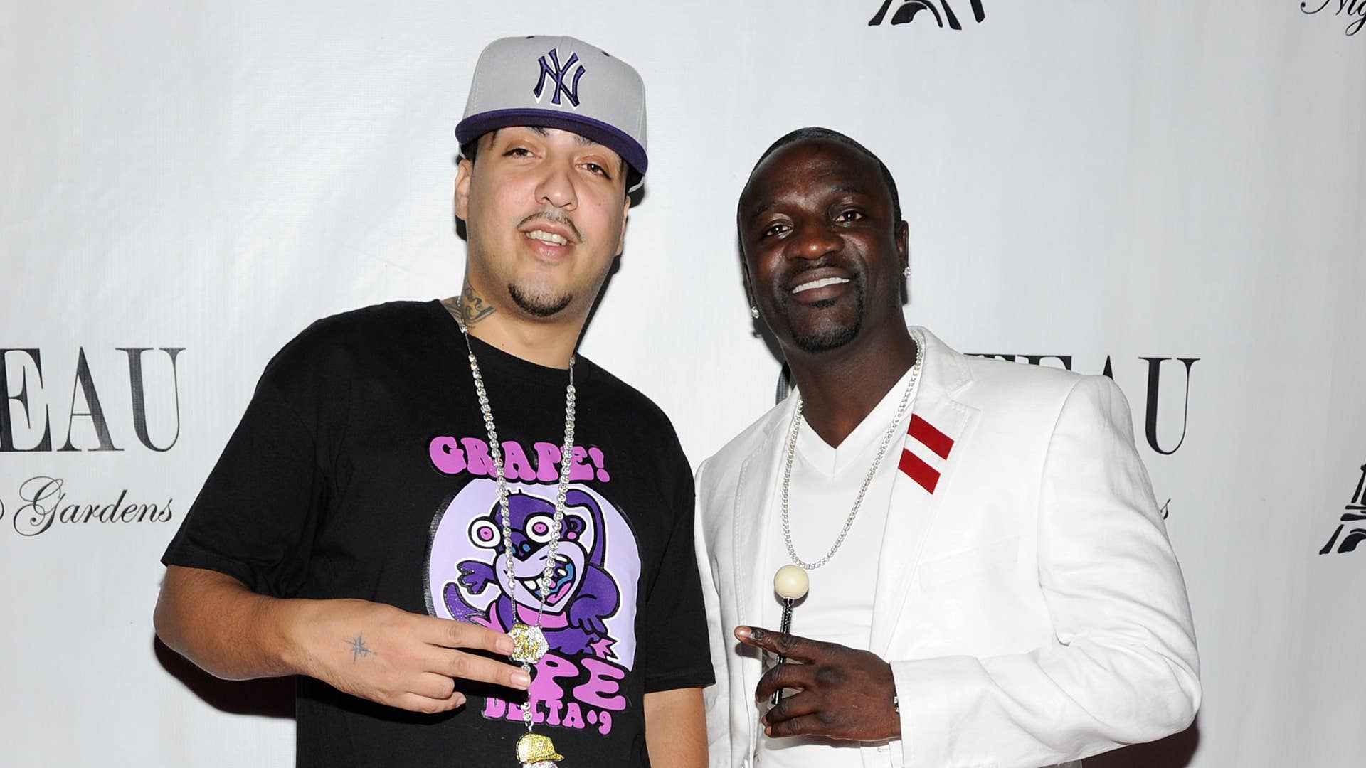 Recording artists French Montana and Akon arrive at the Chateau Nightclub & Gardens
