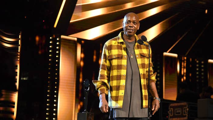 Dave Chappelle speaks onstage during the 36th Annual Rock &amp; Roll Hall Of Fame Induction Ceremony