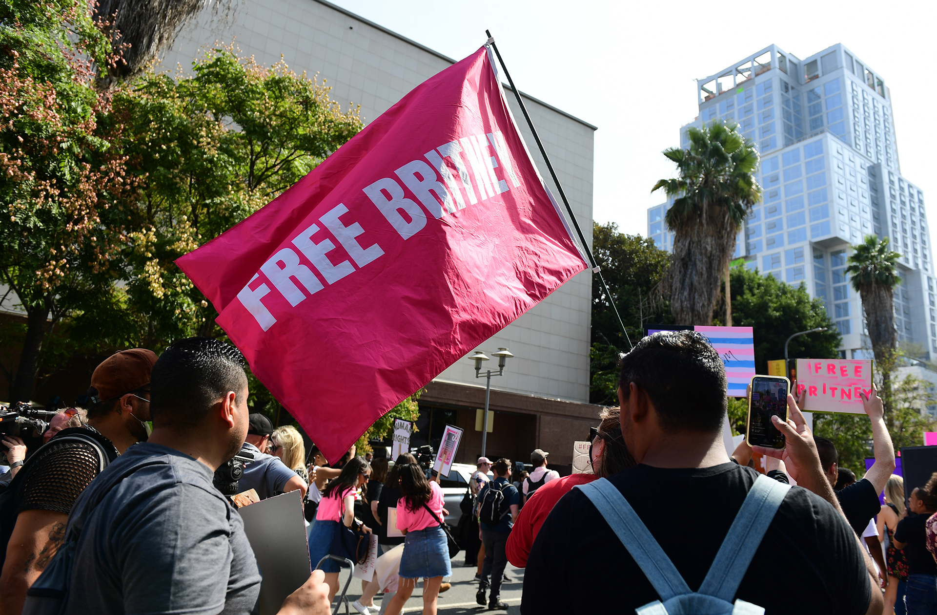 #FreeBritney activists protest during a rally held in conjunction with a hearing on the future of Britney Spears&#x27; conservatorship