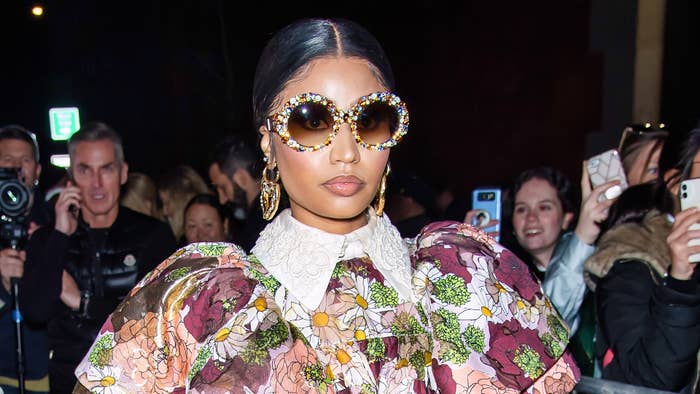 Rapper Nicki Minaj is seen leaving the Marc Jacobs Fall 2020 runway show