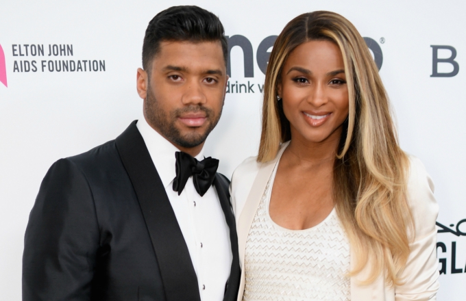 Russell Wilson and Ciara at an awards show.