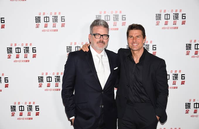 Tom Cruise and Christopher McQuarrie attend 'Mission: Impossible   Fallout' press conference.