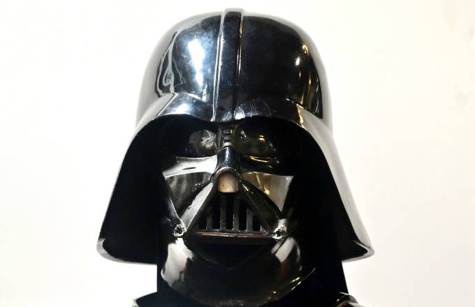 A Darth Vader helmet and mask from the film &quot;The Empire Strikes Back&quot; on display