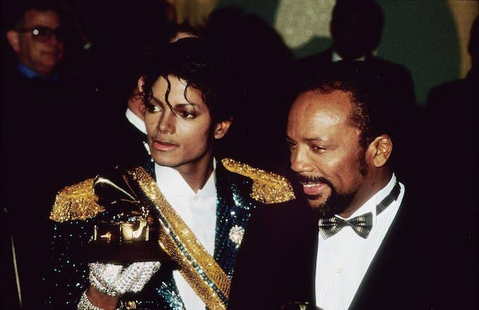 Michael Jackson and Quincy Jones at the Grammys in 1984.