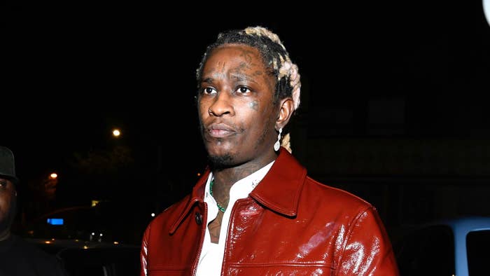 Hip hop artist Young Thug arrives at a release party for his new album &quot;PUNK&quot;