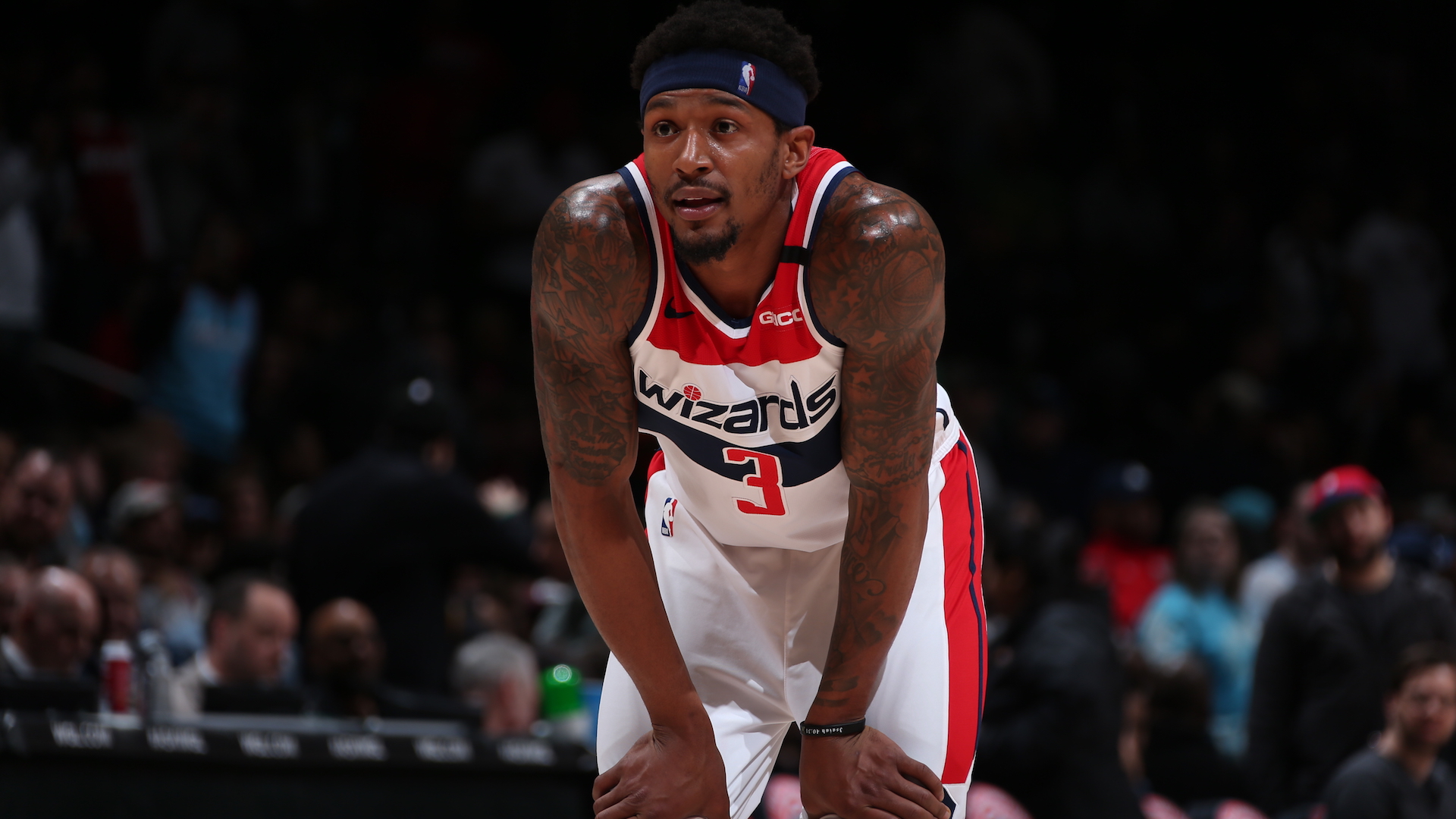 Bradley Beal looks on during the game against the Miami Heat.