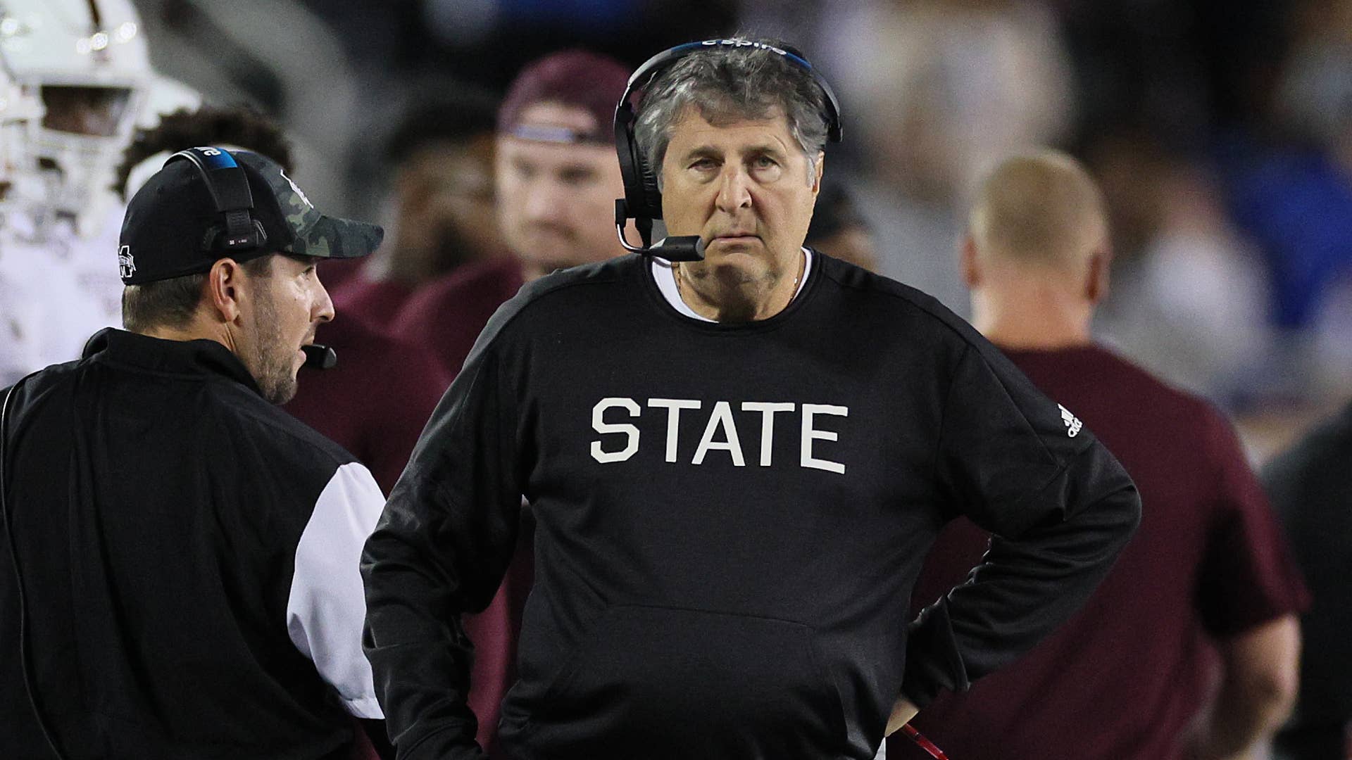 Mike Leach the head coach of the Mississippi State Bulldogs against the Kentucky Wildcats at Kroger Field on October 15, 2022 in Lexington