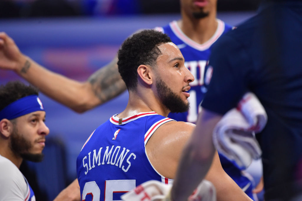 Ben Simmons Hawks 76ers Bench 2021