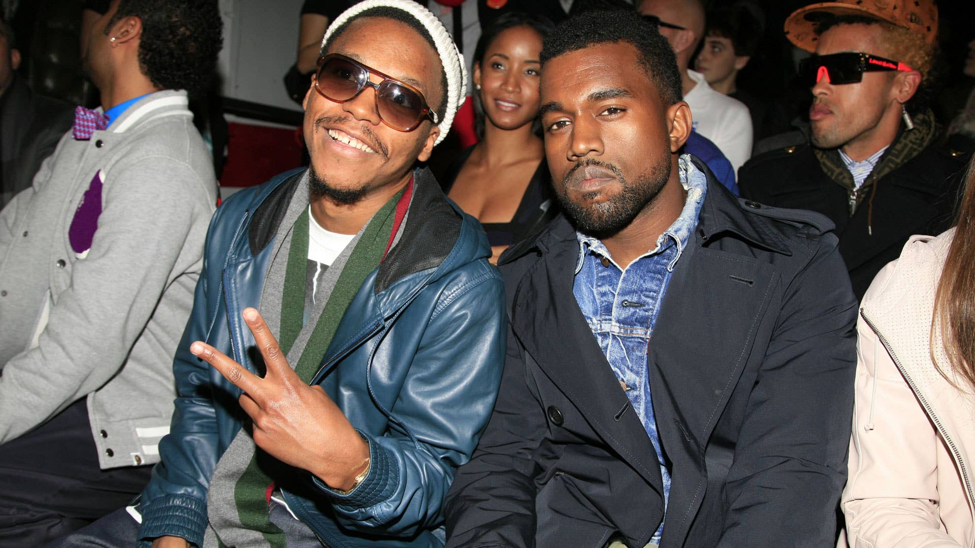 Lupe Fiasco and Kanye West attend Y 3 Fall 2009 Collection at Pier 40.