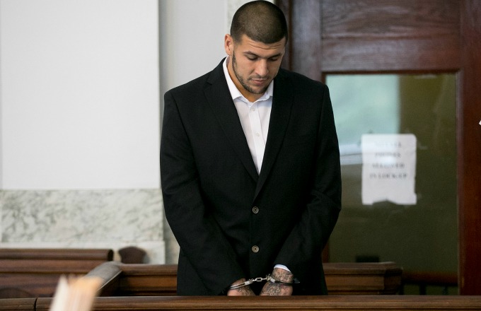 Aaron Hernandez makes a court appearance in 2013.