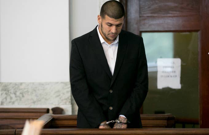 Aaron Hernandez makes a court appearance in 2013.