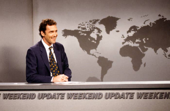 Norm MacDonald during the &#x27;Weekend Update&#x27; skit on April 12, 1997
